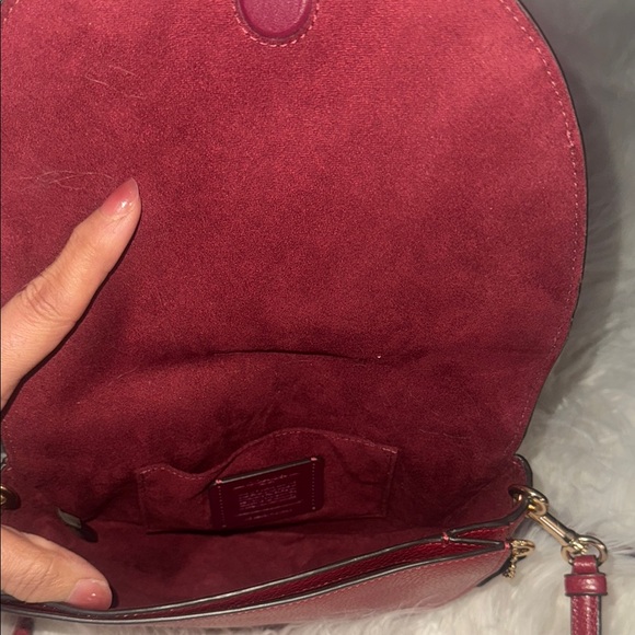 Coach Red and Cream Crossbody Bag with Diagonal Stripes - Picture 5 of 5